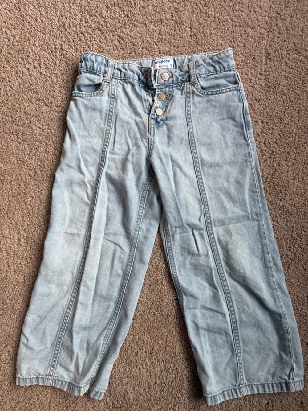 Mayoral Light Blue Paneled Denim Trousers